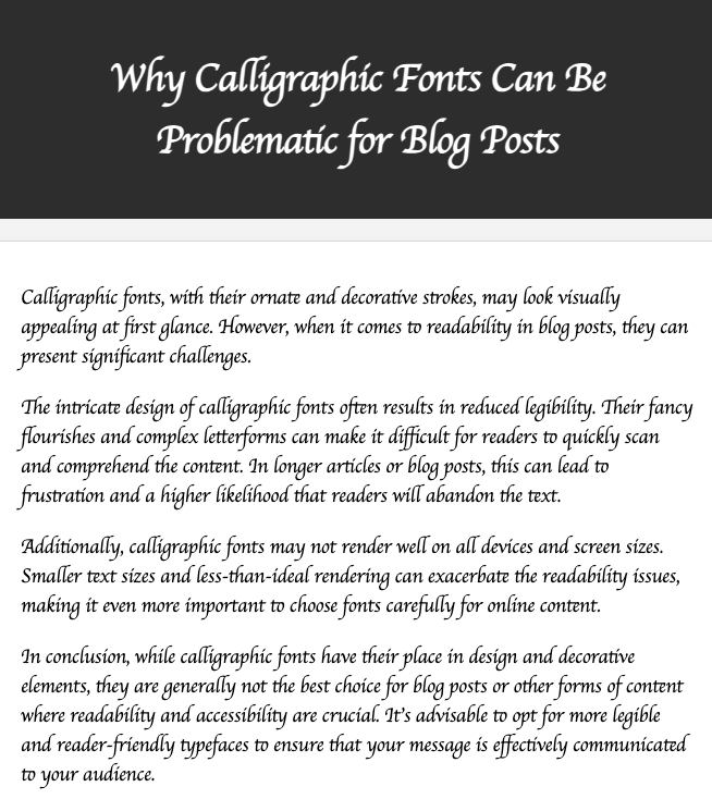Calligraphic font that's impossible to read