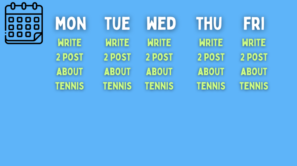Content calendar with tennis posts only
