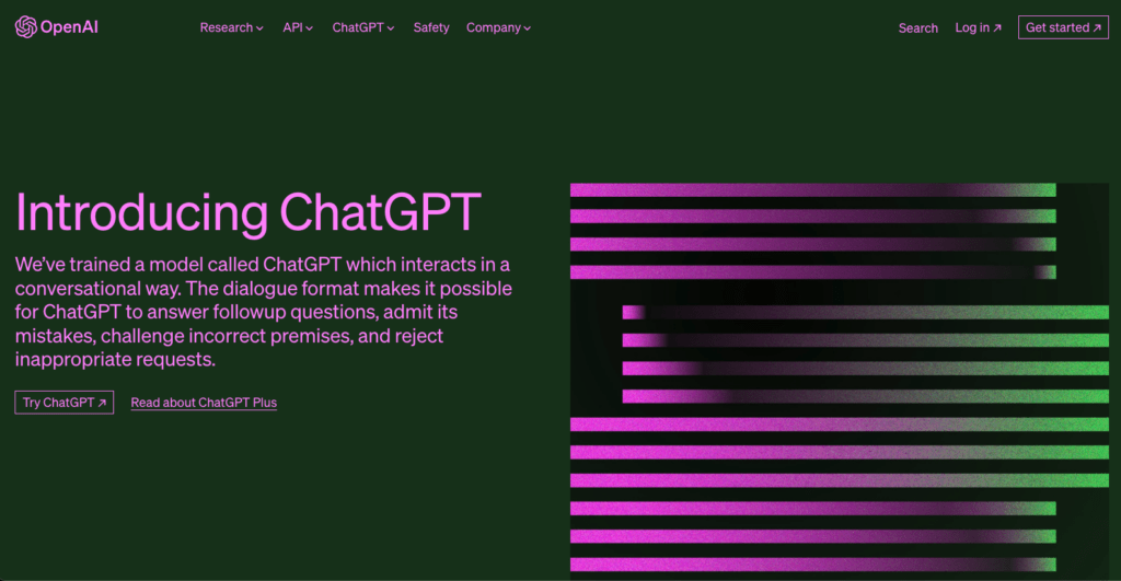ChatGPT landing page