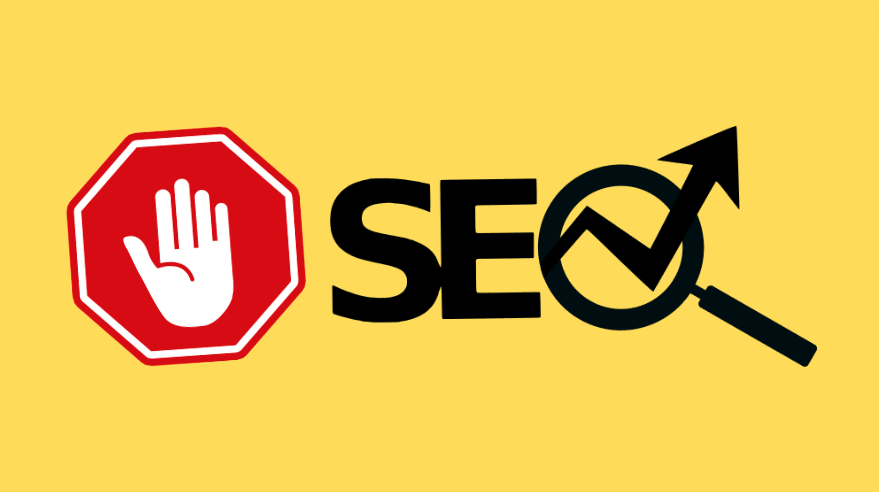 A stop sign and SEO logo