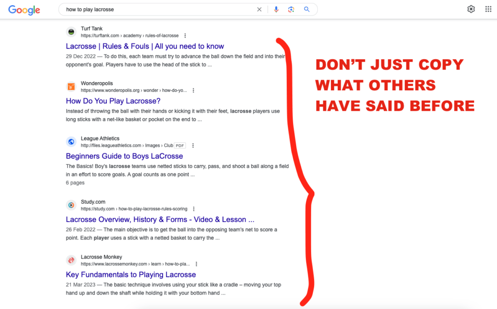 Google results are good but not something you should repeat