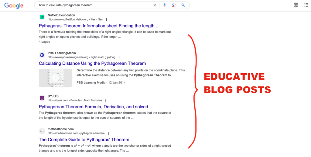 educational blog posts in search results