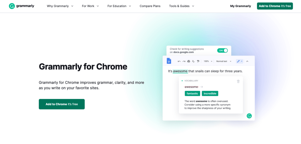 Grammarly Google Chrome extension