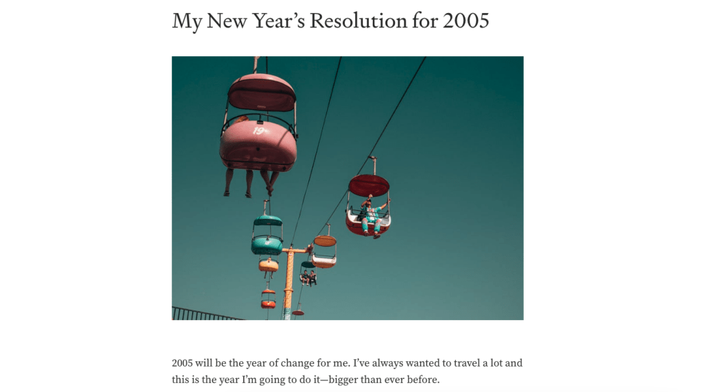 An old blog post about new year's resolution