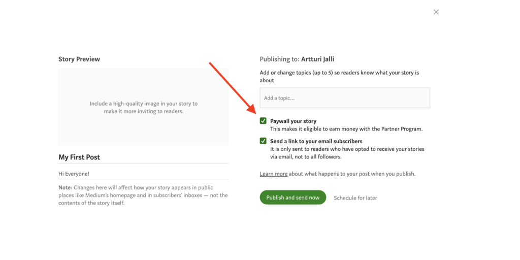 Medium blog post paywall check button