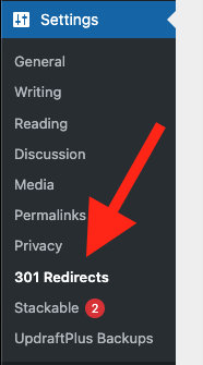 301 redirects is on wordpress settings